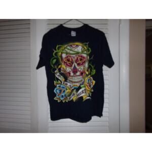 Yazbek Hardy style t shirt size M Excellent Skull and Roses